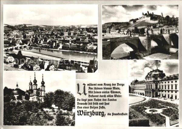 Wuerzburg Blick über die Frankenstadt Schloss Brü