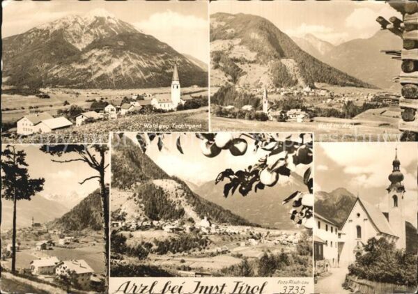 Arzl Pitztal Panorama gegen Tschirgant Ortspartie Ki