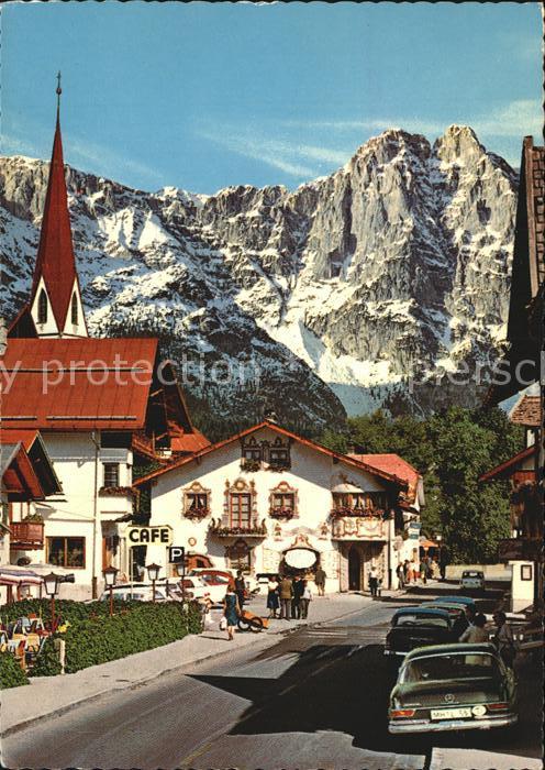 Seefeld Tirol Ortspartie an der Kirche Cafe Tiroler S