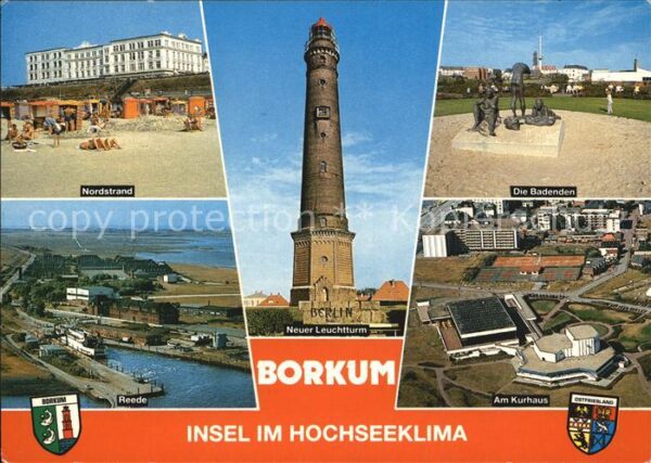 Borkum Neuer Leuchtturm Reede Die Badenden Fli