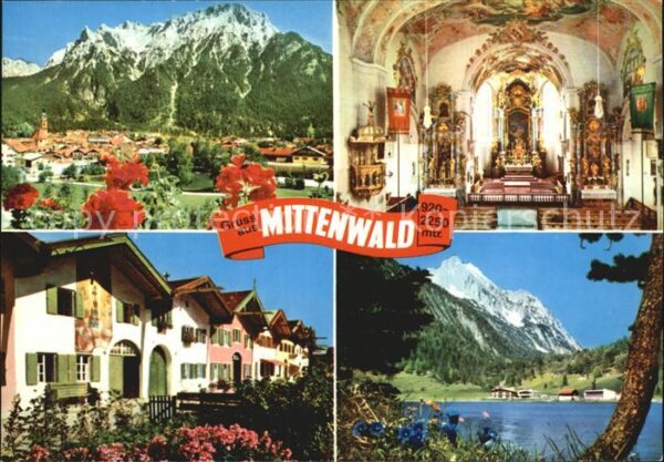 Mittenwald Bayern mit Karwendel Pfarrkirche St Peter und