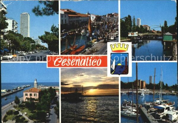 Cesenatico Teilansichten Hafenpartien Sonnenunterg