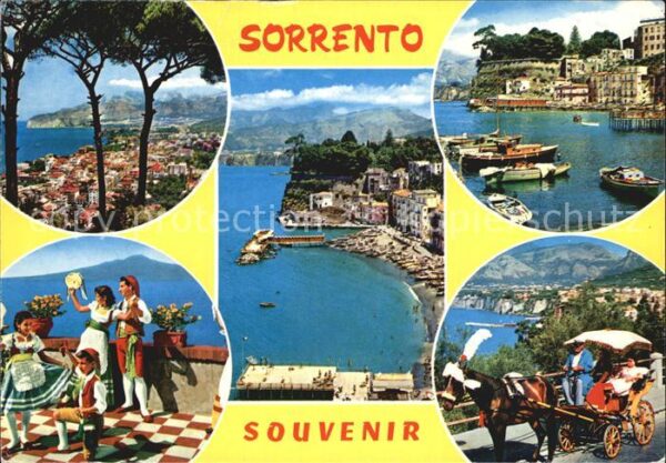Sorrento Campania Panorama Hafenpartien Trachtengruppe Pf