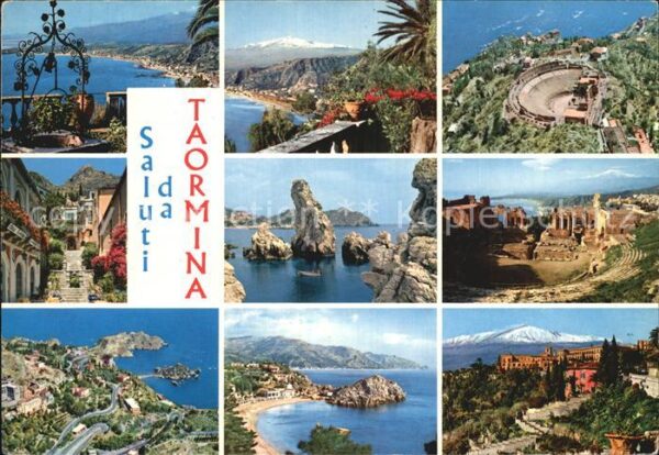 Taormina Sizilien Panorama Amphitheater Fliegeraufnahme F