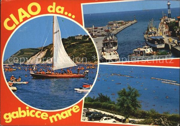 Riviera Adriatica Gabicce mare Strand Segelschiff Hafen P