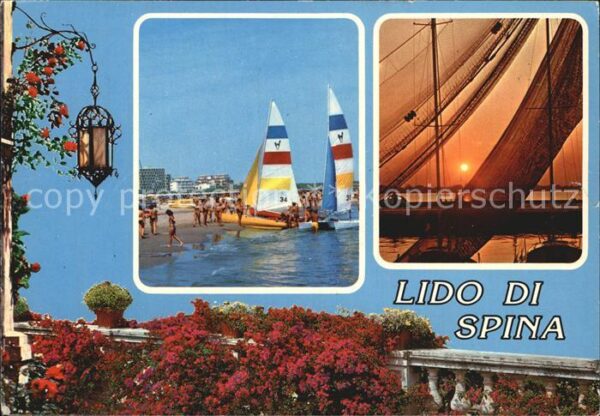 Lido di Spina Strand Segelboote Sonnenuntergang