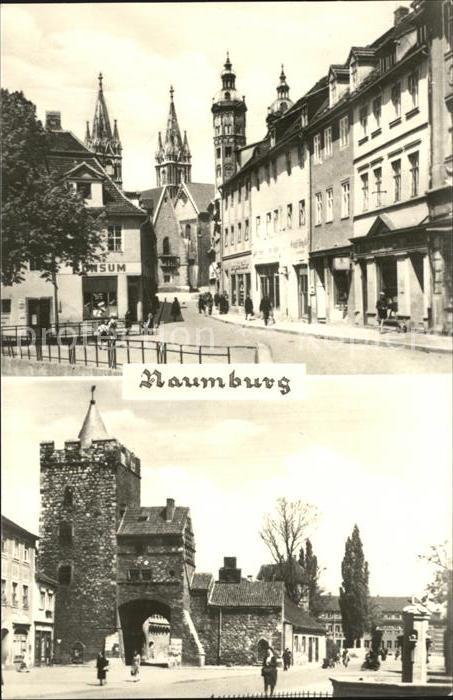Naumburg Saale Strassenpartie mit Kirchtürmen