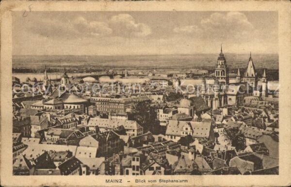 Mainz Rhein Blick vom Stephansturm