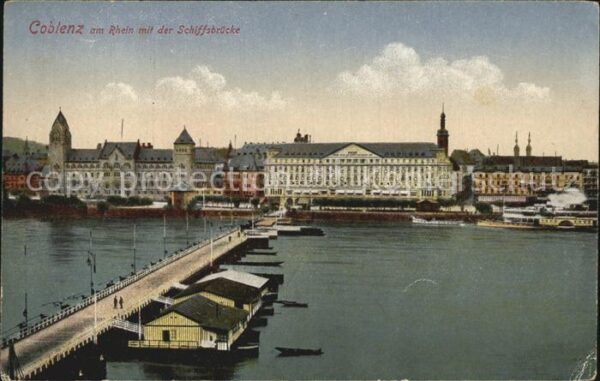 Koblenz Rhein Schiffsbrücke über dem Rhein