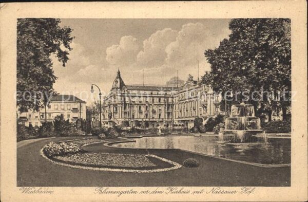 Wiesbaden Blumengarten mit Kurhaus und Nassauer H