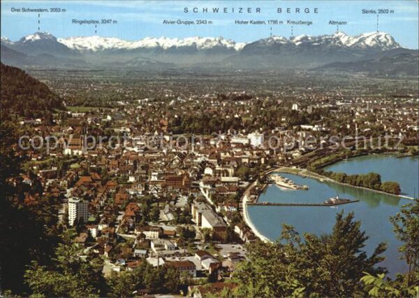 Bregenz Vorarlberg Fliegeraufnahme gegen Rheintal und Schw