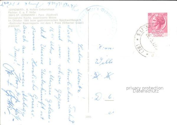 St Leonhard Passeier Sandwirt A. Hofers Geburtshaus – Bild 2