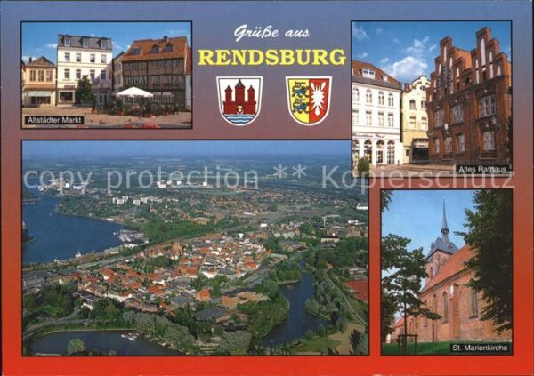 Rendsburg Fliegeraufnahme Rathaus Marienkirche