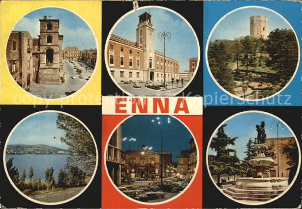 Enna Turm Rathaus Panorama Stadtblick Brunne