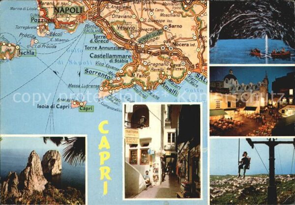 Capri Gebietskarte Felsen Dorfmotiv Grotte Ma