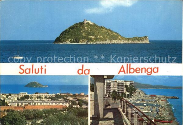 Albenga Inselblick Teilansicht Strand