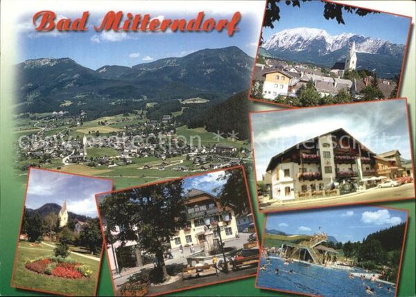 Bad Mitterndorf Panorama Kirche Park Brunnen Schwimmbad
