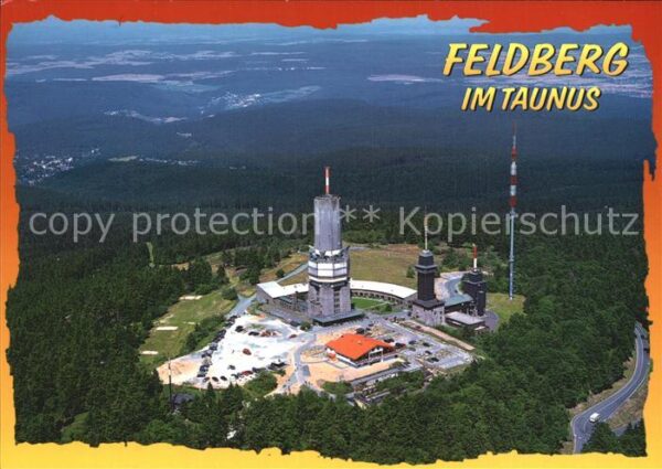 Grosser Feldberg Taunus mit Fernseh und UKW Turm Fliegeraufnahm