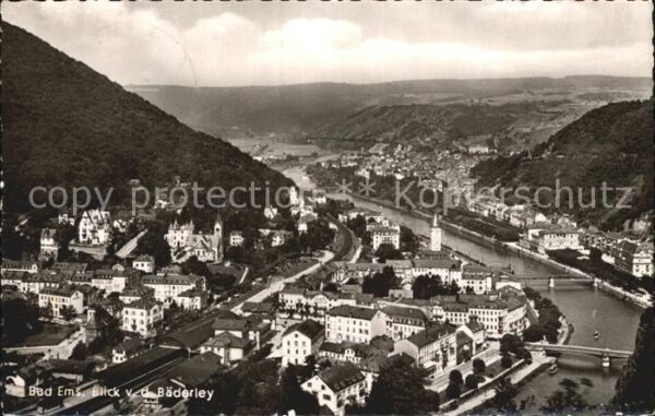 Bad Ems Panorama Blick von der Bäderley Lahn