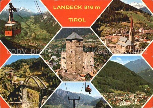Landeck Tirol Bergbahn Eisenbahnbrücke Schloss Kirche