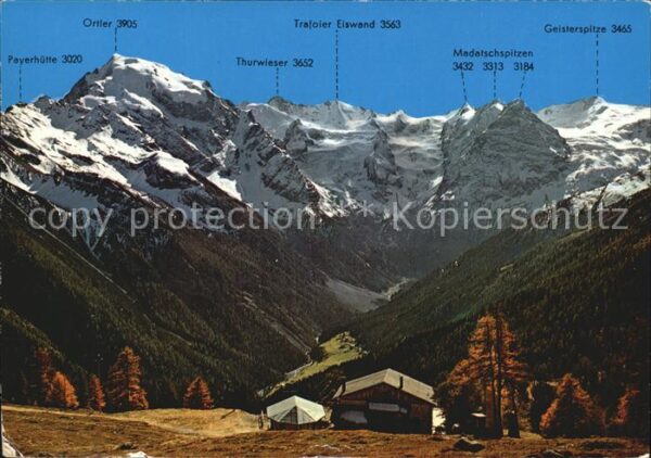 Trafoi Suedtirol Furkelhütte Ortlergruppe im Herbst