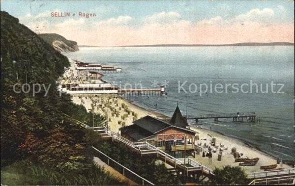 Sellin Ruegen Strand mit Seebrücken