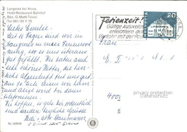 Langwies GR Arosa Hotel Restaurant Bahnhof – Bild 2