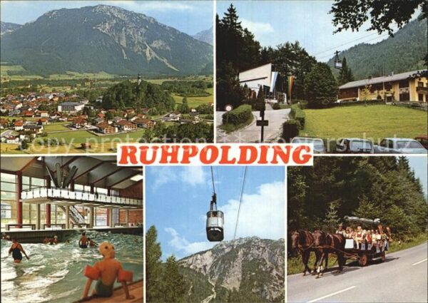 Ruhpolding Fliegeraufnahme Schwimmbad Pferdewagen