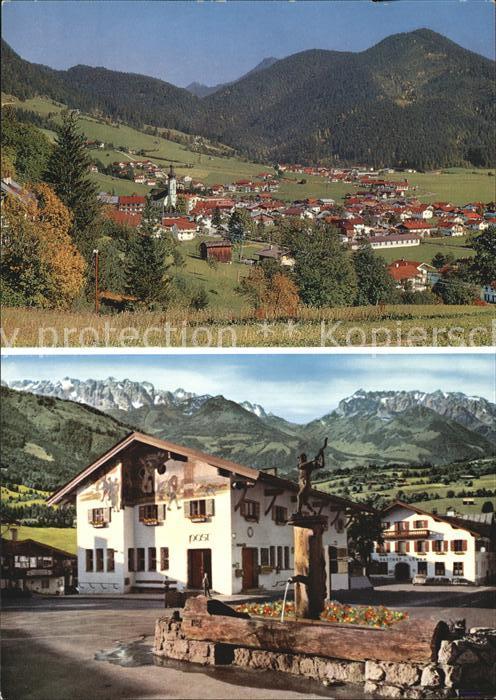 Reit Winkl mit Entfelden Dorfplatz und Kaisergebir