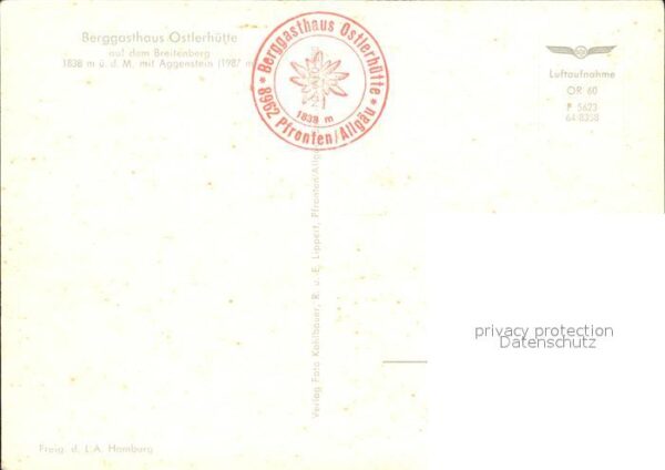 Pfronten Fliegeraufnahme Berggasthaus Ostlerhütt – Bild 2