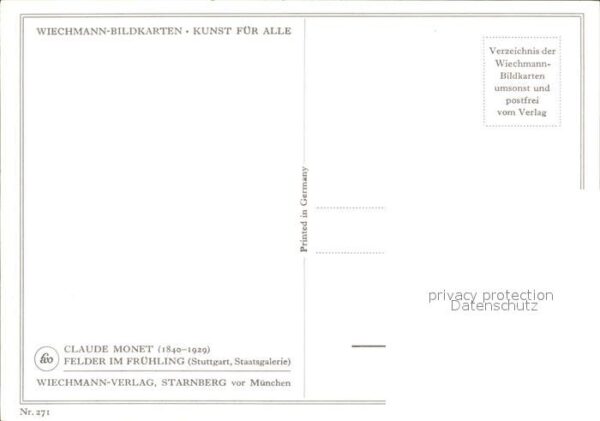 Verlag Wiechmann Nr. 271 Claude Monet Felder im Frühling – Bild 2