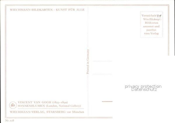 Van Gogh Vincent Sonnenblumen Verlag-Wiechmann-Nr. 228 – Bild 2