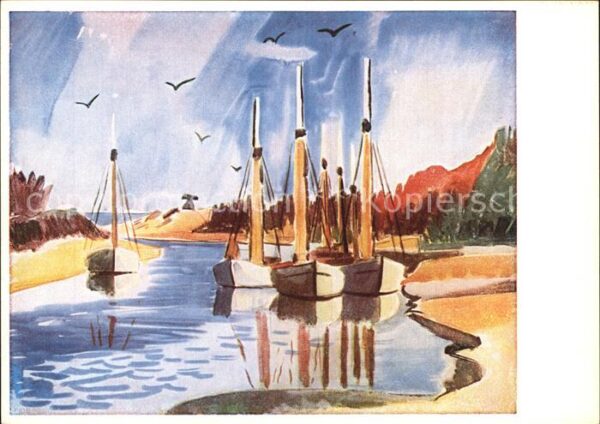 Verlag Bruckmann Nr. 61 Boote im Kanal M. Pechstein