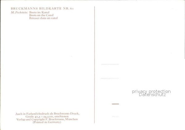 Verlag Bruckmann Nr. 61 Boote im Kanal M. Pechstein – Bild 2