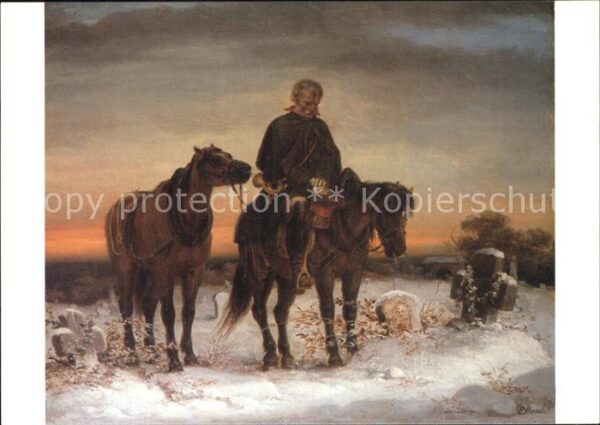 Kuenstlerkarte Ernst Bosch Am Grab eines Postillions u