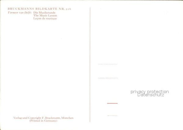 Verlag Bruckmann Nr. 216 Vermeer van Delft Die Musikstunde – Bild 2