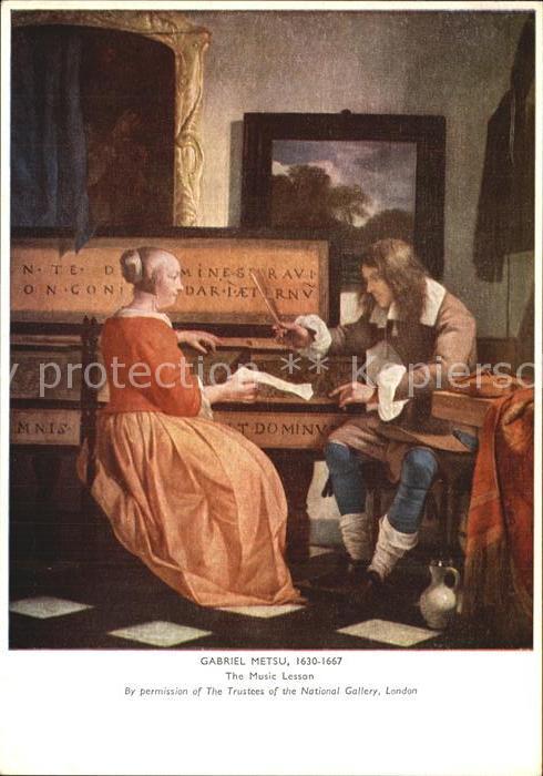 Kuenstlerkarte Gabriel Metsu The Music Lesson