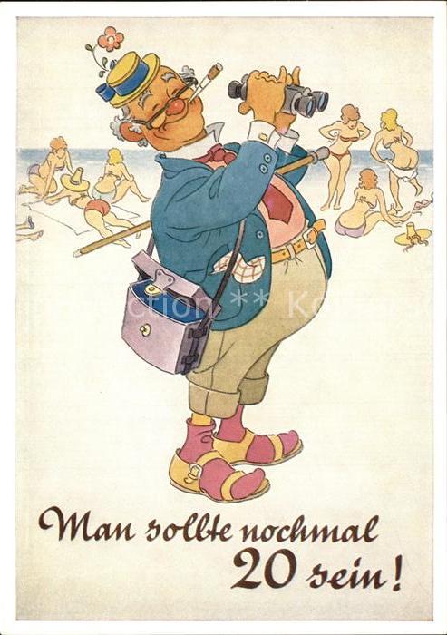 Humor Fernglas Alter Mann Frauen Strand Bikin