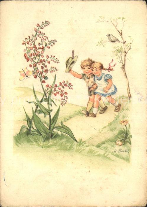 Kinder Child Enfants Vogel Schmetterling Spaziergang