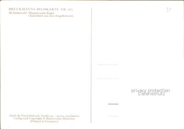 Verlag Bruckmann Nr. 181 M. Grünewald Musizierende Engel – Bild 2