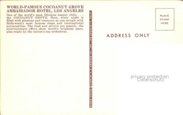 Los Angeles California Coconut Grove Ambassador Hotel Speisesa – Bild 2