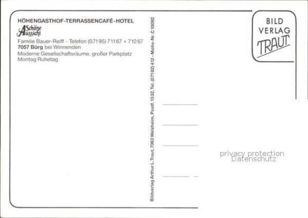 Buerg Winnenden Höhengasthof Terrassencafe Hotel Schöne – Bild 2