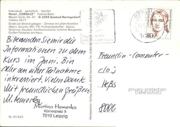Heringsdorf Ostseebad Usedom Hotel Coralle Gaststube Zimmer Fischkut – Bild 2