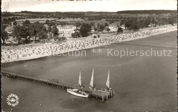 Scharbeutz Ostseebad Bootanlegestelle Strand Fliegeraufnahme