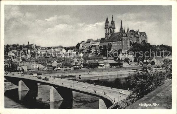 Meissen Elbe Sachsen Stadtbild mit Burgberg Dom Albrechtsbur