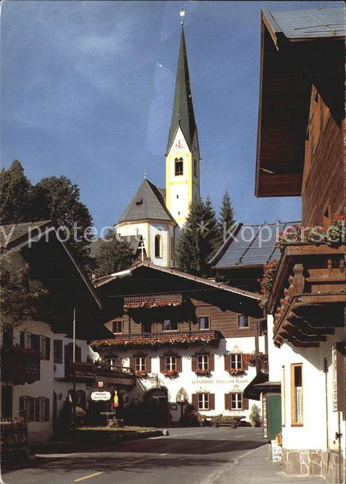 Kirchberg Tirol Hauptstrasse mit Unterrainwirt Gaststät