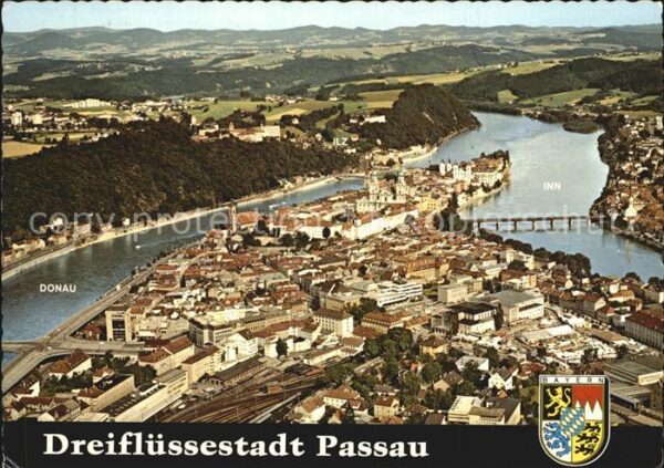 Passau Dreiflüssestadt Mündung Inn Ilz Donau F