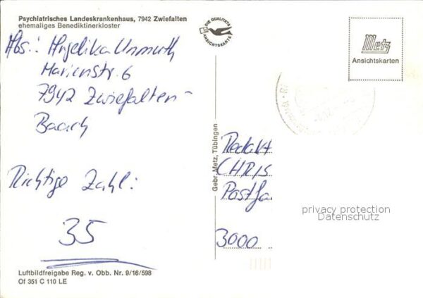 Zwiefalten Wuerttemberg Psych LandeskrankenhausFliegeraufnahme – Bild 2