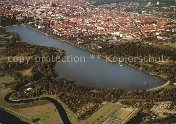 Hannover Stadt mit Maschsee Fliegeraufnahme