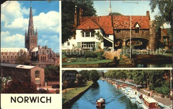 Norwich UK The Cathedral Pulls Ferry The River